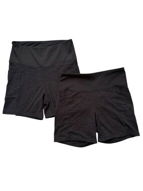 2 Pair Zobha Yoga Shorts Medium Charcoal Gray Athletic Shorts w/ Pockets